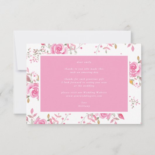 Vrijgezellenfeest Roze harten en bloemen Bedankkaart (Achterkant)