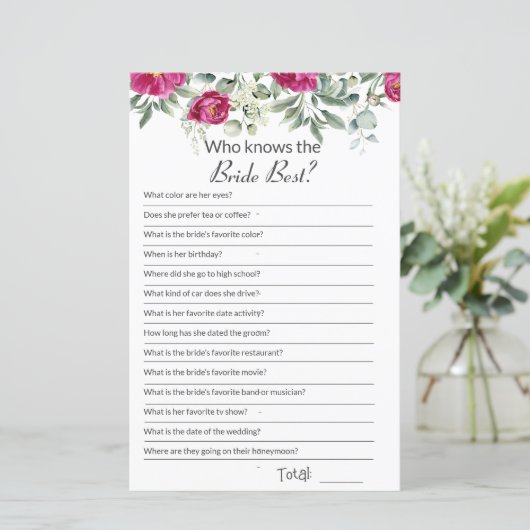 Vrijgezellenfeest Roze Hoe goed ken je Game (Staand voorkant)