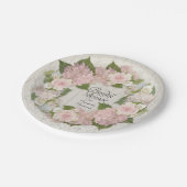 Vrijgezellenfeest Roze Hydrangea Rozen Kant Houten Papieren Bordje (Gekanteld)