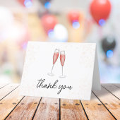 Vrijgezellenfeest Roze Kalligrafie Script Champagn Bedankkaart