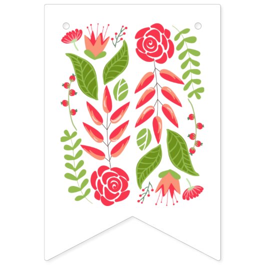 Vrijgezellenfeest Roze Koraalbloemen Trouwbloemen Vlaggetjes (Eerste vlag)