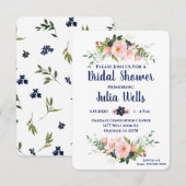 vrijgezellenfeest Roze marine Floral Invitations C Kaart (Voorkant / Achterkant)