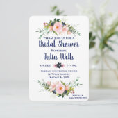 vrijgezellenfeest Roze marine Floral Invitations C Kaart (Staand voorkant)