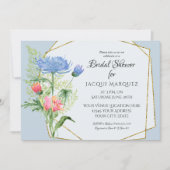 Vrijgezellenfeest Roze n Dusty Blue Ferns n Floral Kaart (Voorkant)