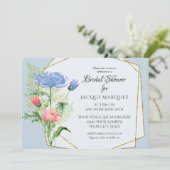 Vrijgezellenfeest Roze n Dusty Blue Ferns n Floral Kaart (Staand voorkant)