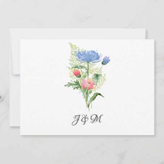 Vrijgezellenfeest Roze n Dusty Blue Ferns n Floral Kaart (Achterkant)