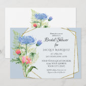 Vrijgezellenfeest Roze n Dusty Blue Ferns n Floral Kaart (Voorkant / Achterkant)