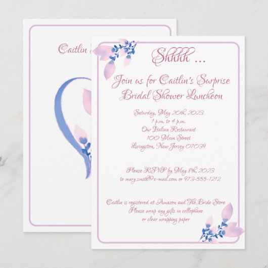 Vrijgezellenfeest, roze omlijnde Waterverf Kaart (Voorkant / Achterkant)