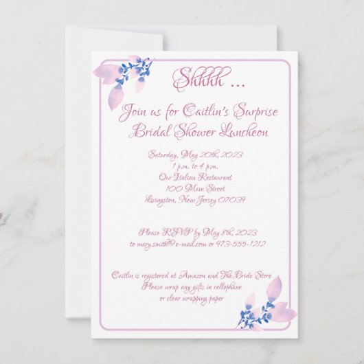 Vrijgezellenfeest, roze omlijnde Waterverf Kaart (Voorkant)