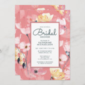 VRIJGEZELLENFEEST | Roze oppies uitnodiging (Voorkant / Achterkant)