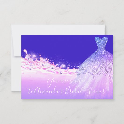 Vrijgezellenfeest Roze Paars Glitter Royal Blue Kaart (Voorkant)