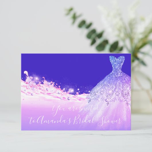 Vrijgezellenfeest Roze Paars Glitter Royal Blue Kaart (Staand voorkant)