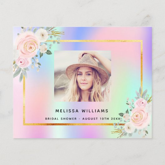 Vrijgezellenfeest roze paarse foto floral Bedankt (Achterkant)