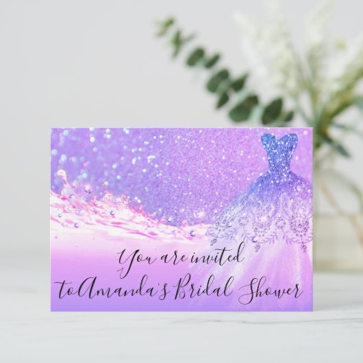 Vrijgezellenfeest Roze Paarse Glitter Ocean Tropic Kaart (Staand voorkant)