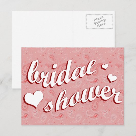 vrijgezellenfeest: Roze Paisley : Uitnodiging Briefkaart (Voorkant / Achterkant)