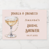 Vrijgezellenfeest roze parels prosecco sparkling wijnetiket (Enkel label)