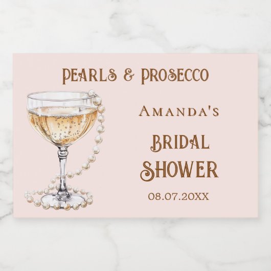 Vrijgezellenfeest roze parels prosecco sparkling wijnetiket (Enkel label)