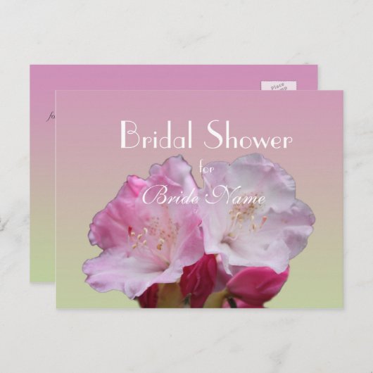 Vrijgezellenfeest, roze roodendronbloemen uitnodiging briefkaart (Voorkant / Achterkant)