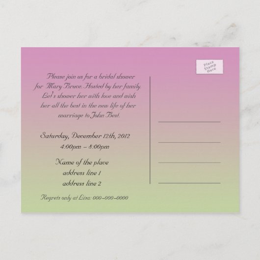 Vrijgezellenfeest, roze roodendronbloemen uitnodiging briefkaart (Achterkant)