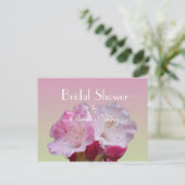 Vrijgezellenfeest, roze roodendronbloemen uitnodiging briefkaart (Staand voorkant)