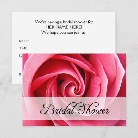 vrijgezellenfeest: roze roos kaart (Voorkant / Achterkant)