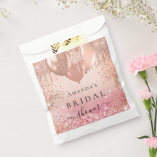 Vrijgezellenfeest roze rose gouden ballonnen bedankzakje (Gezegeld)