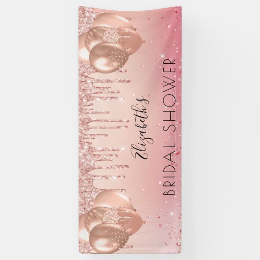 Vrijgezellenfeest roze roze goudballonnen spandoek (Verticaal)