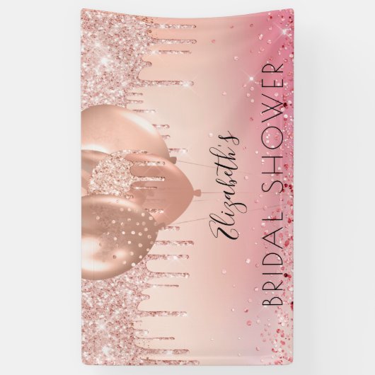 Vrijgezellenfeest roze roze roos goud glitter meis spandoek (Verticaal)