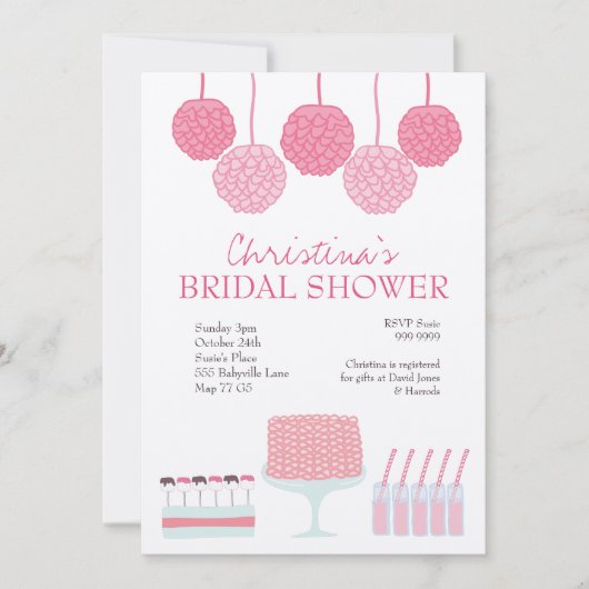 vrijgezellenfeest roze roze vrijloopCake Invite Kaart (Voorkant)