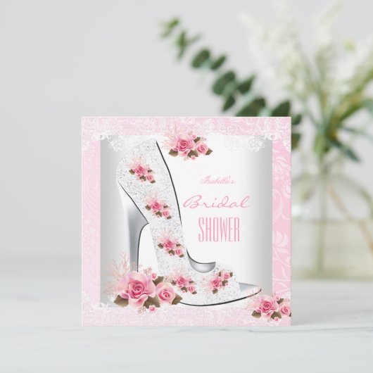 Vrijgezellenfeest Roze Roze White Lace Hi Kaart (Staand voorkant)