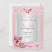 Vrijgezellenfeest  roze rozen Hoge Tea Party Kaart (Voorkant)