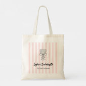Vrijgezellenfeest Roze Strepen | Gepersonaliseerd Tote Bag (Achterkant)