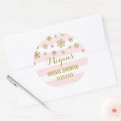 Vrijgezellenfeest Roze Strepen Gouden Sneeuwwinter Ronde Sticker (Envelop)