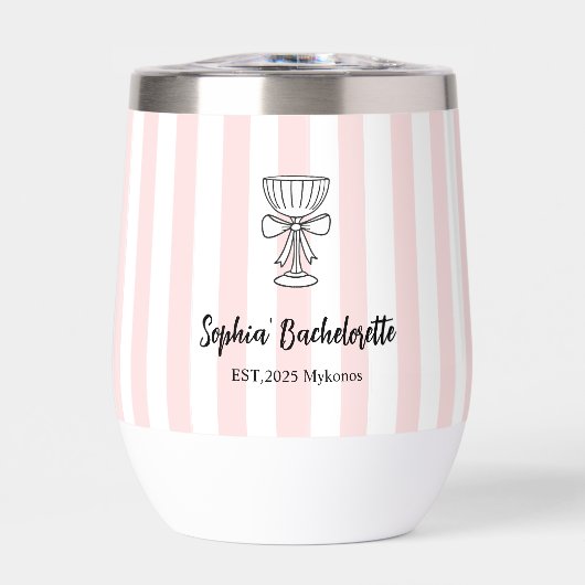 vrijgezellenfeest | Roze strepen | Naam en locatie (Voorkant)