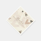 Vrijgezellenfeest roze & taupe harten chique feest servetten (Hoek)