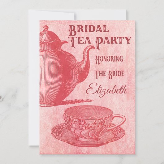Vrijgezellenfeest  roze theepartij kaart (Voorkant)