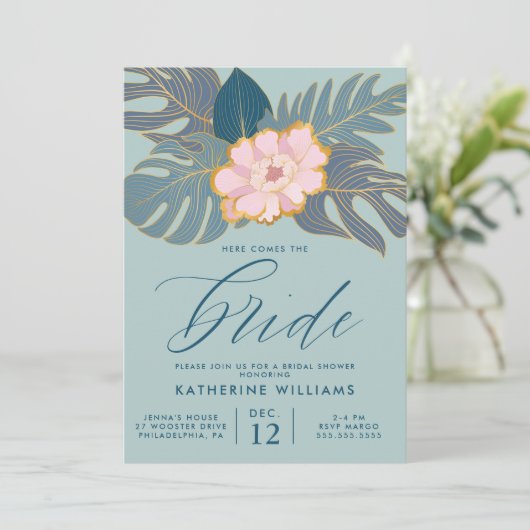 VRIJGEZELLENFEEST | Roze tropische Lily Floral Kaart (Staand voorkant)