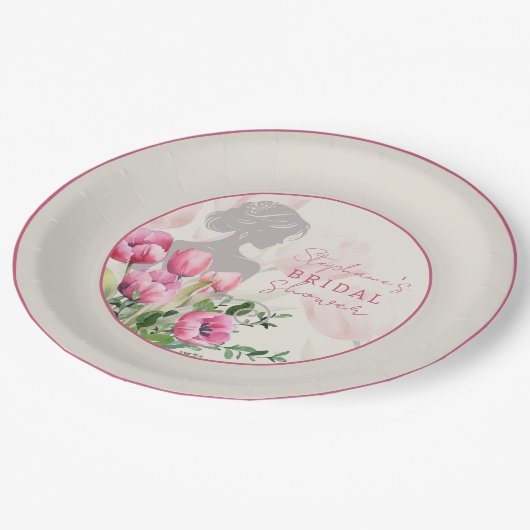 Vrijgezellenfeest Roze Tulp Rond Papieren Bordje (Gekanteld)