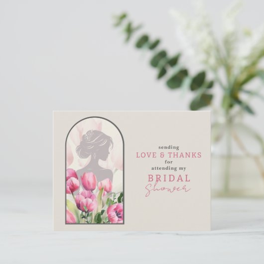 Vrijgezellenfeest Roze Tulpen Dank u Briefkaart (Staand voorkant)