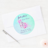 Vrijgezellenfeest Roze Waterverf ballet slippers Ronde Sticker (Envelop)