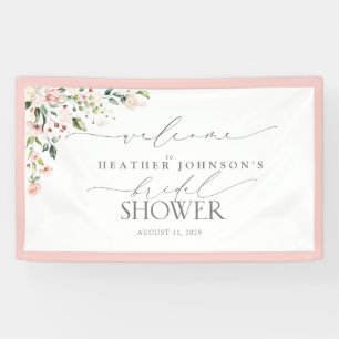 Vrijgezellenfeest Roze Waterverf Floral Welkom Spandoek