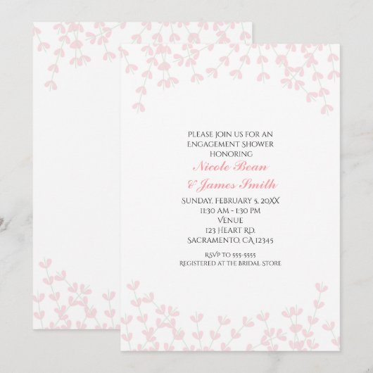 Vrijgezellenfeest roze wispy rustieke wijnstok uit kaart (Voorkant / Achterkant)