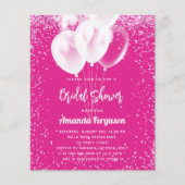 Vrijgezellenfeest roze witte ballon budget uitnodi flyer (Voorkant)