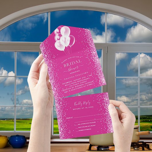 Vrijgezellenfeest roze witte ballonnen confetti RS All In One Uitnodiging