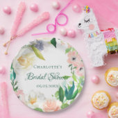 Vrijgezellenfeest roze witte bloemen papieren bordje (Feest)