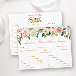 Vrijgezellenfeest Roze witte Floral Gold Recipe Ka Advieskaart