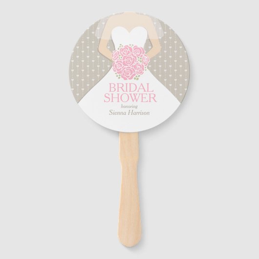 Vrijgezellenfeest roze witte jurk aangepaste fans handwaaier (Voorkant)