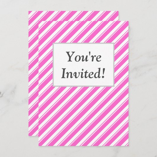 Vrijgezellenfeest roze witte strepen Aangepaste ui Kaart (Voorkant / Achterkant)