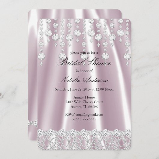 Vrijgezellenfeest Roze Zijderige diamantkristal Kaart (Voorkant / Achterkant)