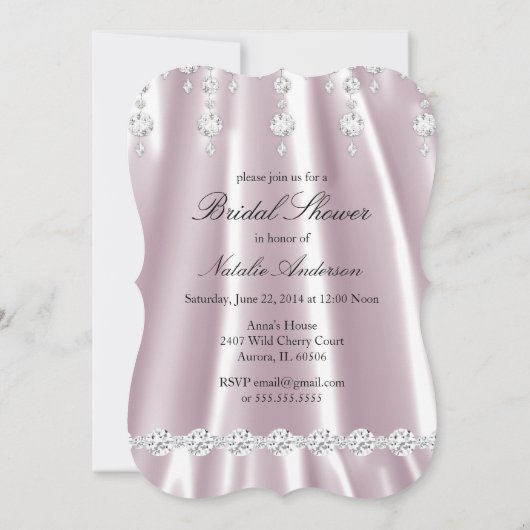 Vrijgezellenfeest Roze Zijderzijde Diamond Crystal Kaart (Achterkant)